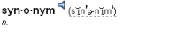 Dictionary entry heading and pronunciation for the word synonym