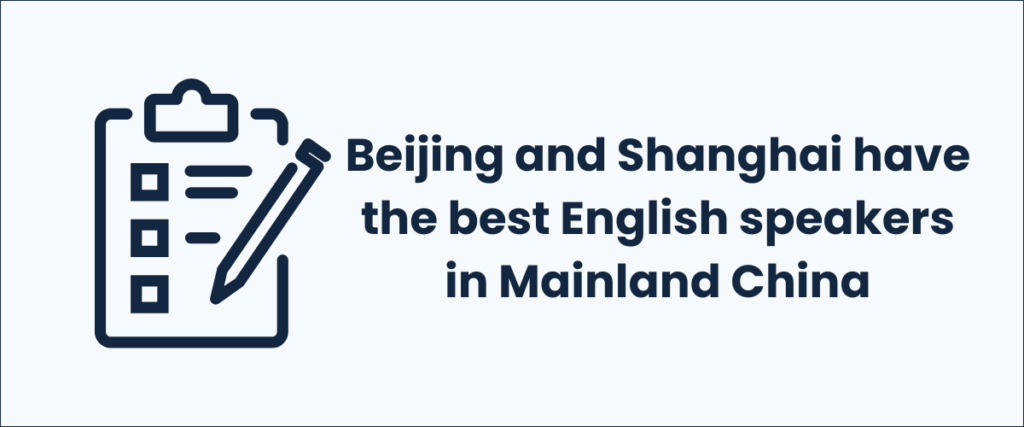 Beijing and Shanghai have the best English speakers in Mainland China